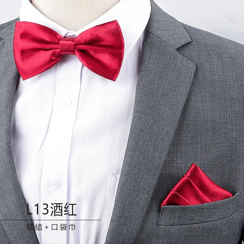 Men's Multicolor Bow Tie & Pocket Square Set