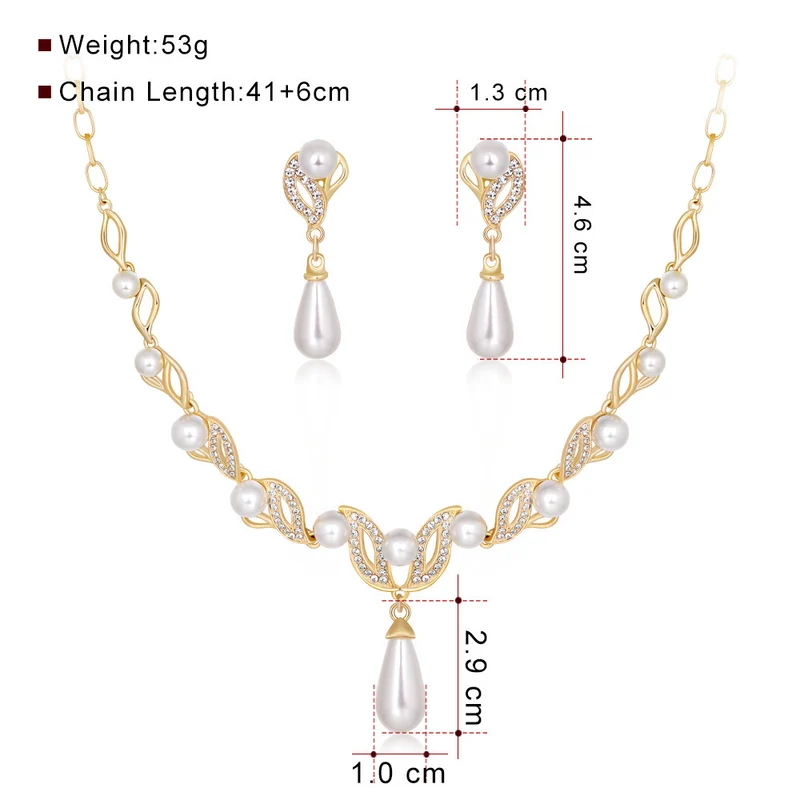 Pearl Teardrop Bridal Necklace & Earrings Set
