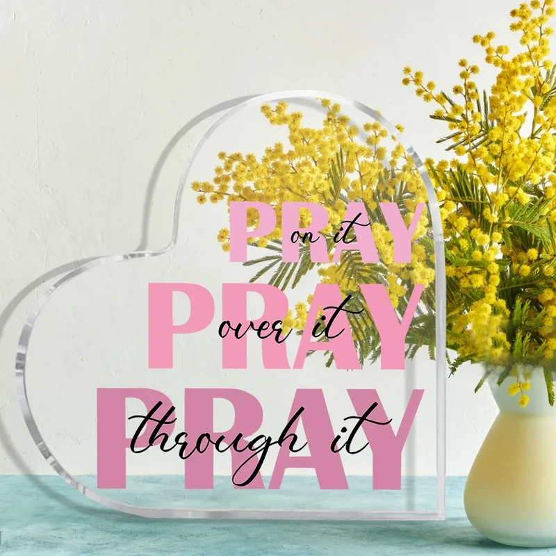 Pink Prayer Bible Verse Acrylic Sign