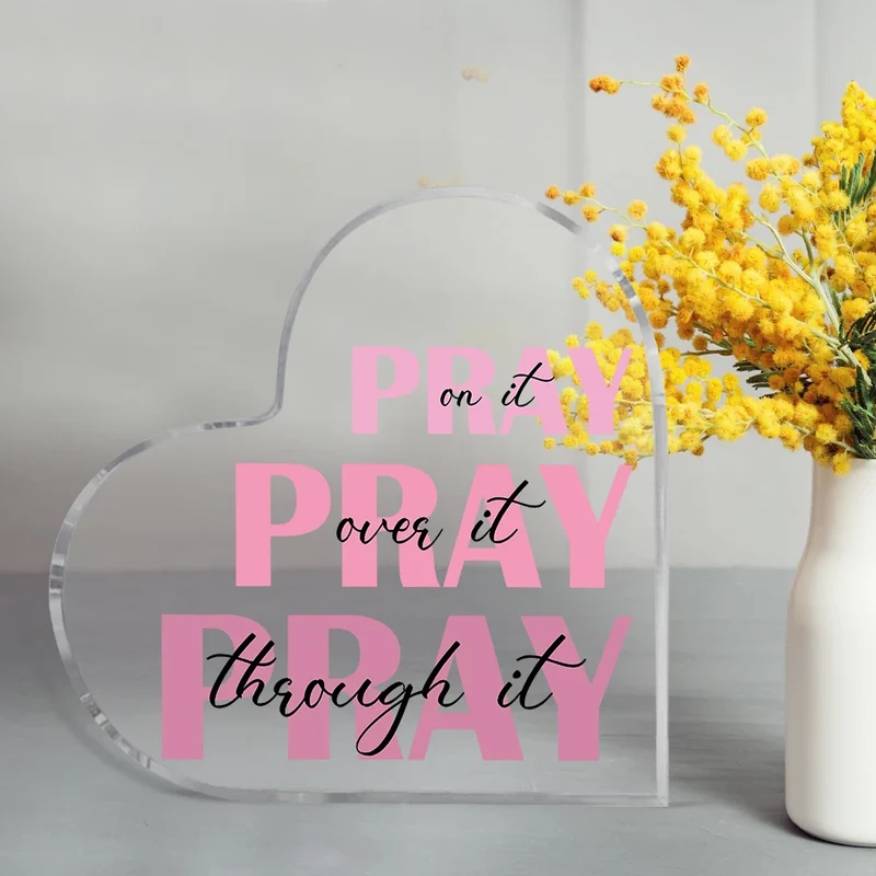 Pink Prayer Bible Verse Acrylic Sign