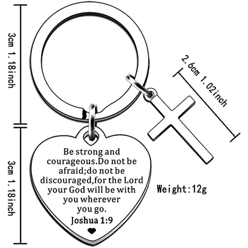 Be Strong & Courageous Bible Verse Keyring