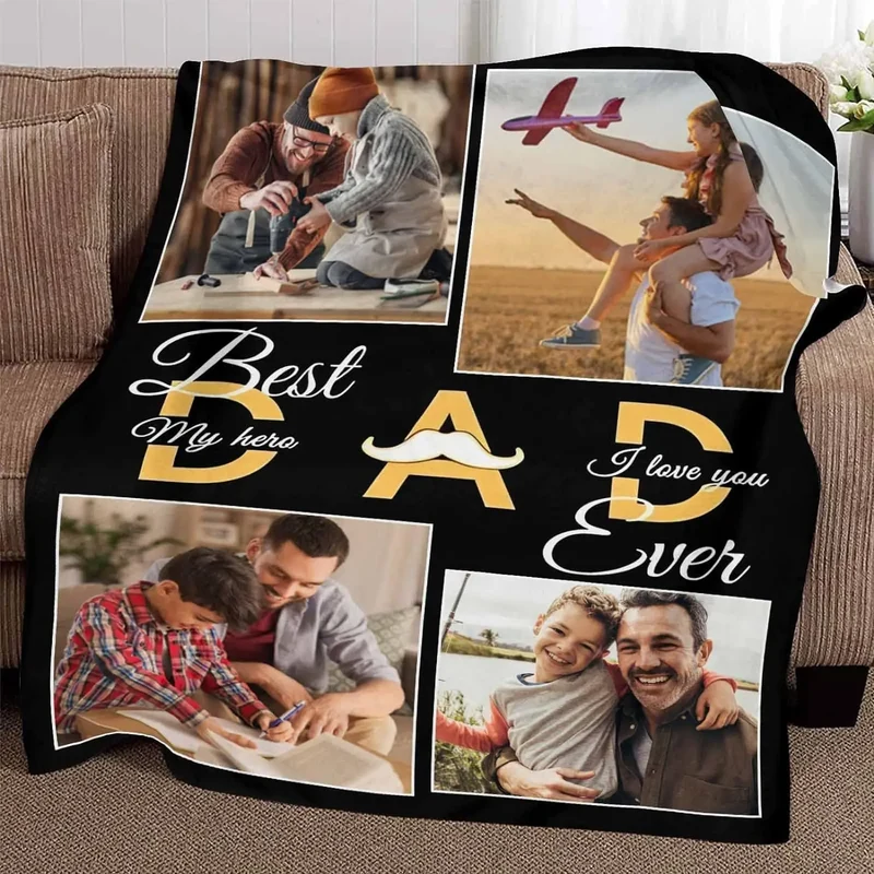 Personalized Photo Blanket for Dad