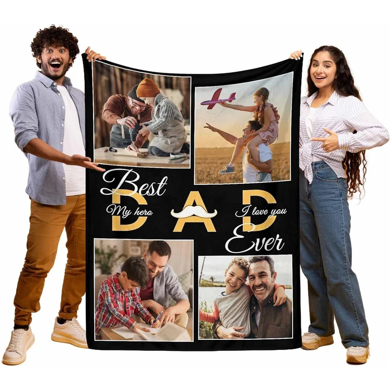 Personalized Photo Blanket for Dad