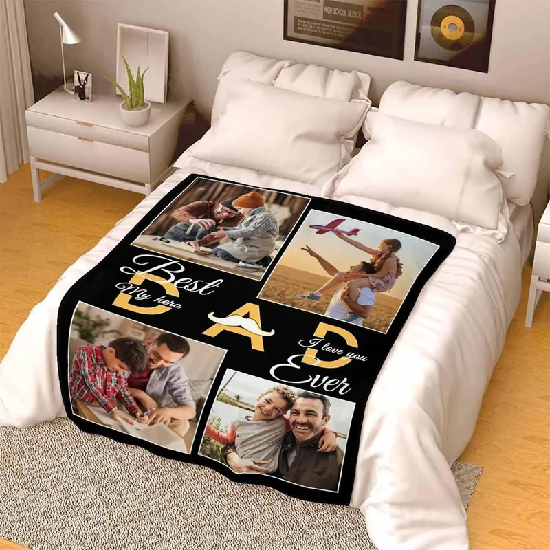 Personalized Photo Blanket for Dad