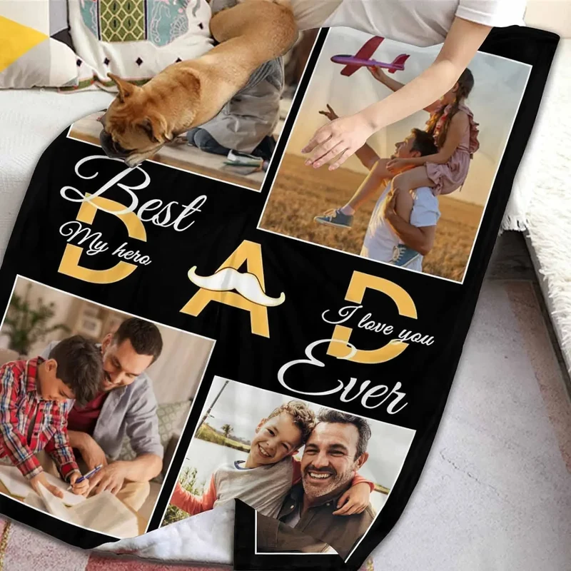Personalized Photo Blanket for Dad
