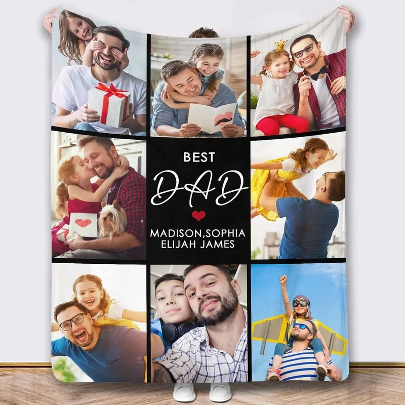 Personalized Photo Blanket for Dad
