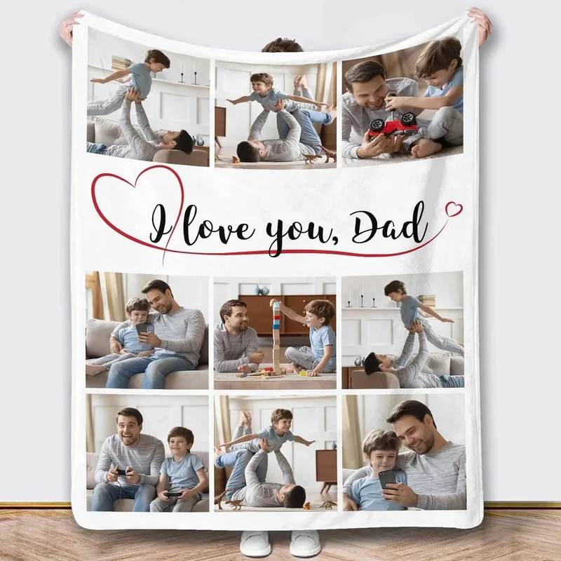 Personalized Photo Blanket for Dad