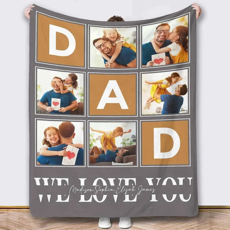 Personalized Photo Blanket for Dad