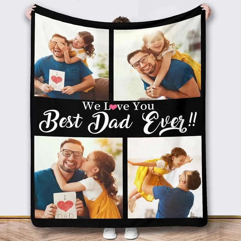 Personalized Photo Blanket for Dad