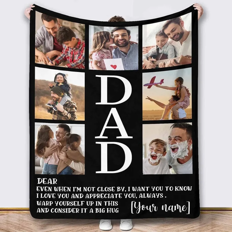 Personalized Photo Blanket for Dad
