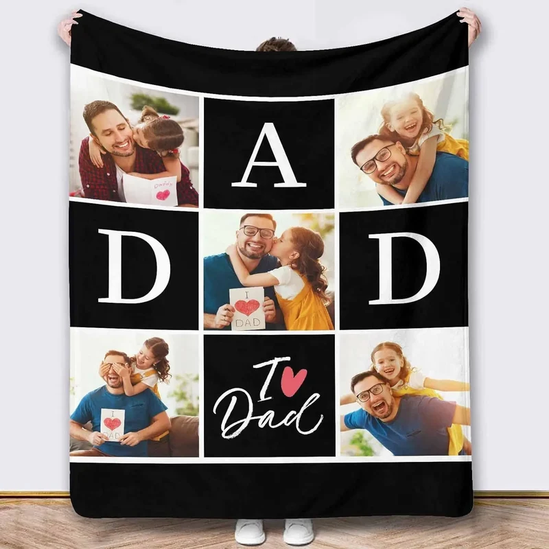 Personalized Photo Blanket for Dad