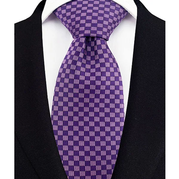 Luxury Mens Necktie Purple Color Stripes, Floral and Plaid Designs