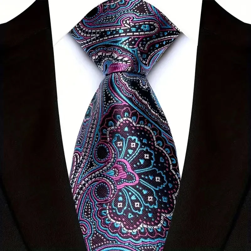 Luxury Mens Necktie Purple Color Stripes, Floral and Plaid Designs