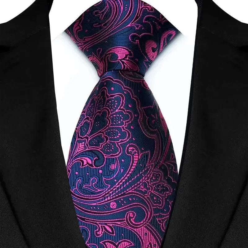 Luxury Mens Necktie Purple Color Stripes, Floral and Plaid Designs