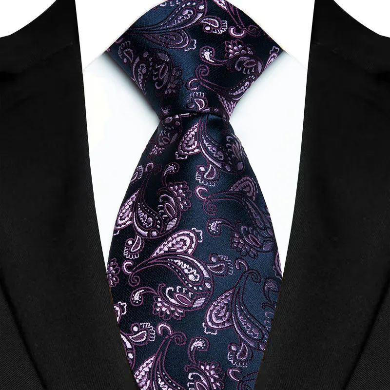 Luxury Mens Necktie Purple Color Stripes, Floral and Plaid Designs