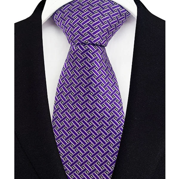 Luxury Mens Necktie Purple Color Stripes, Floral and Plaid Designs