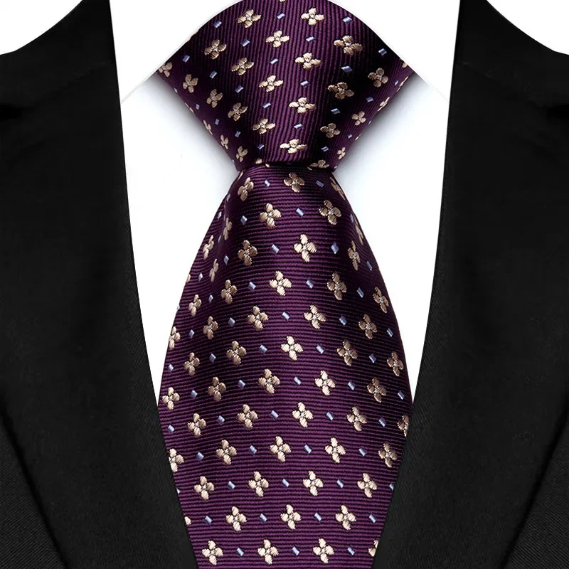 Luxury Mens Necktie Purple Color Stripes, Floral and Plaid Designs