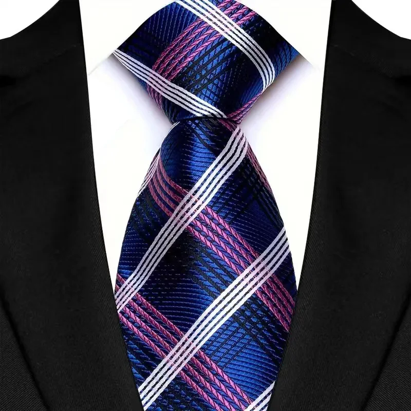 Luxury Mens Necktie Purple Color Stripes, Floral and Plaid Designs