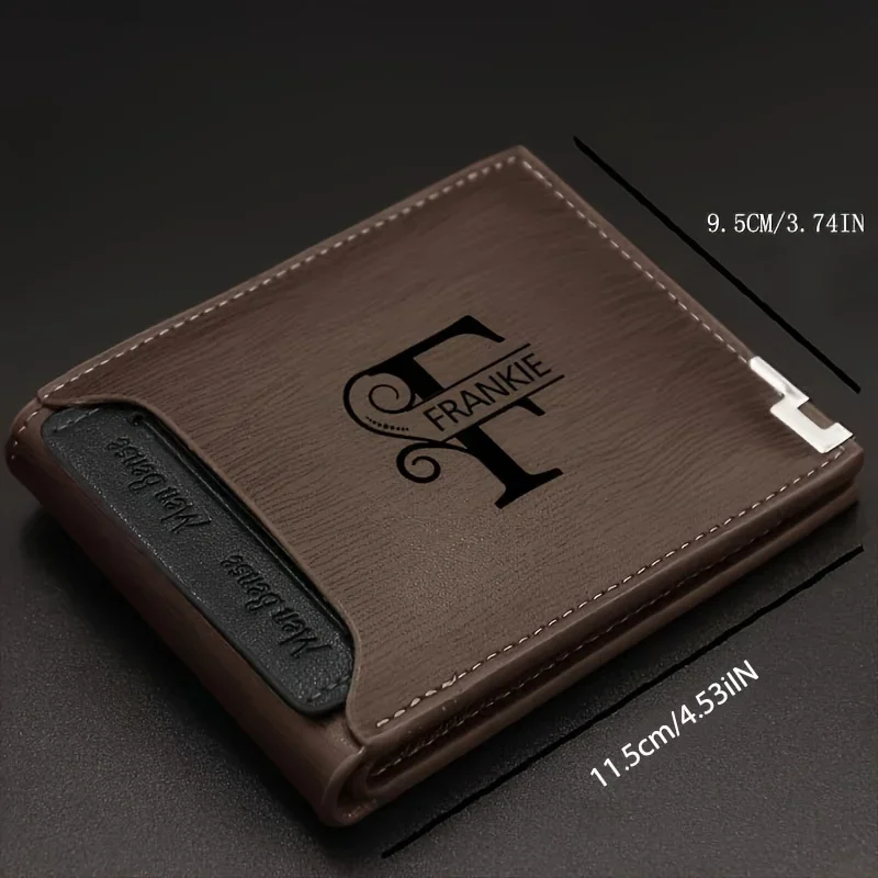 Men’s Custom Engraved Initials Leather Wallet