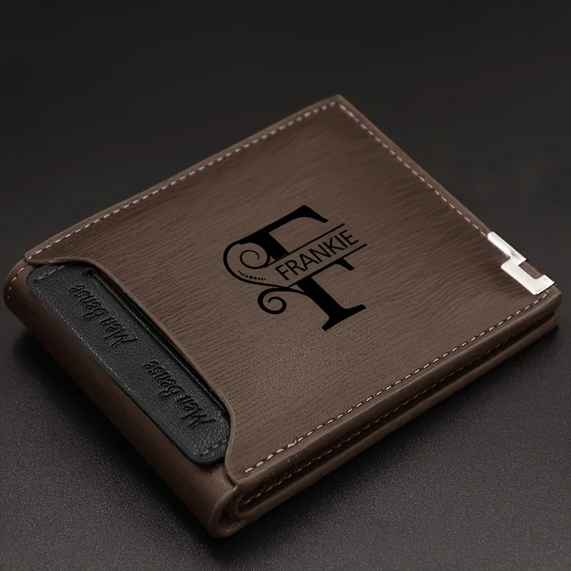 Men’s Custom Engraved Initials Leather Wallet