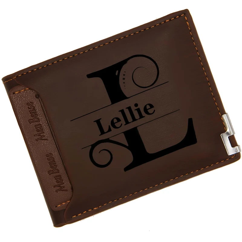 Men’s Custom Engraved Initials Leather Wallet