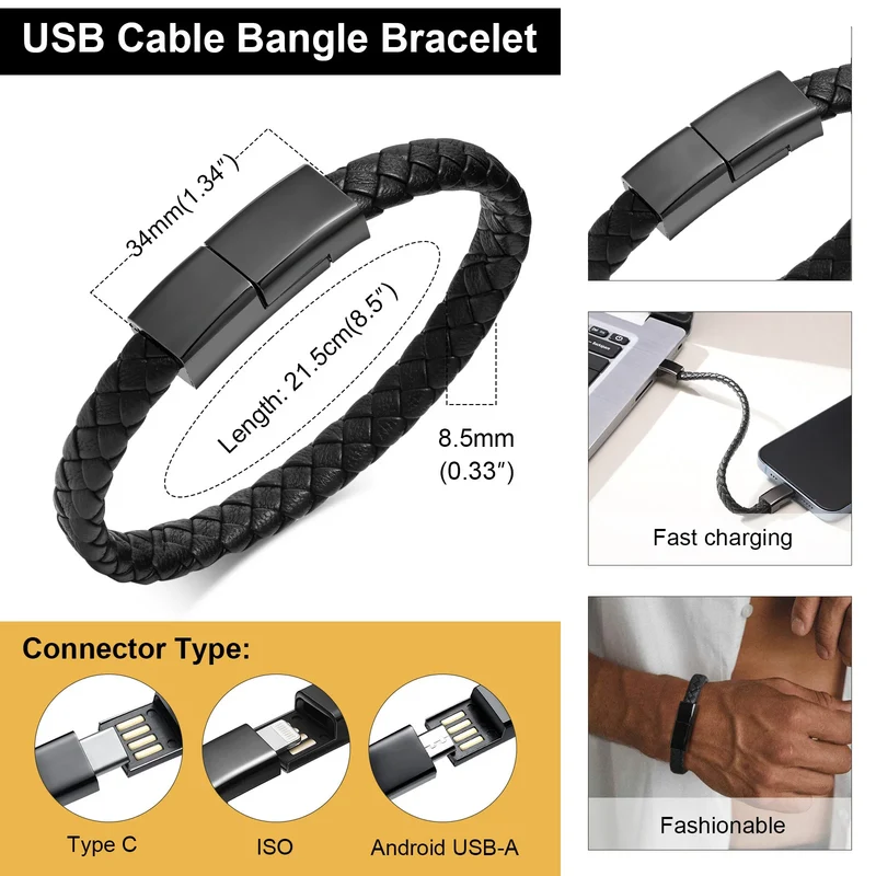 Vnox Charging Bracelets Bangles For Men