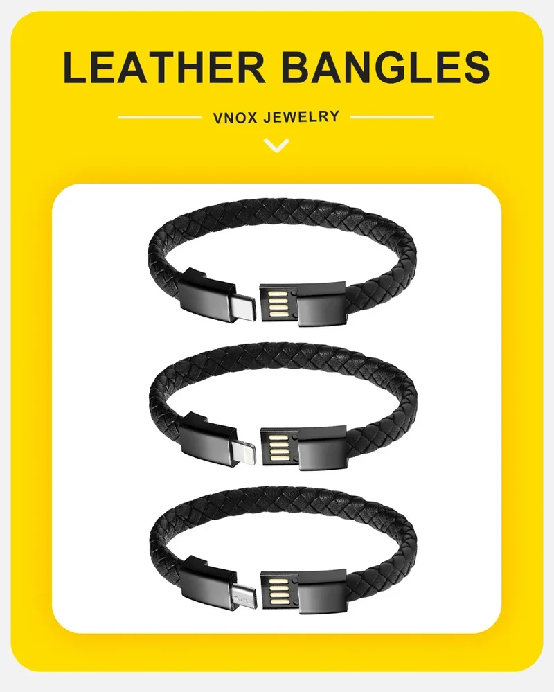 Vnox Charging Bracelets Bangles For Men