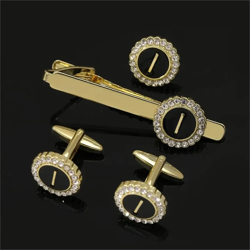 1 Set Of A-B-Z Letters Capital Initial Cufflinks And Tie Clip Jewelry for Men