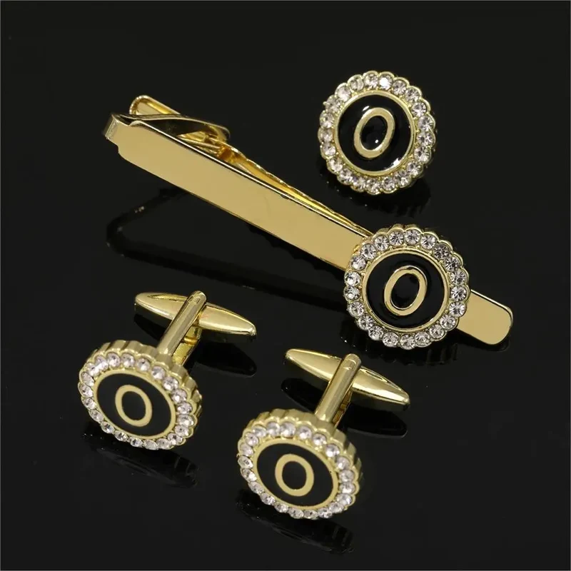 1 Set Of A-B-Z Letters Capital Initial Cufflinks And Tie Clip Jewelry for Men