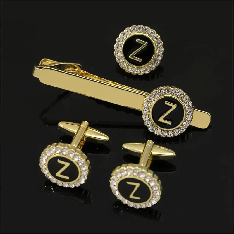 1 Set Of A-B-Z Letters Capital Initial Cufflinks And Tie Clip Jewelry for Men