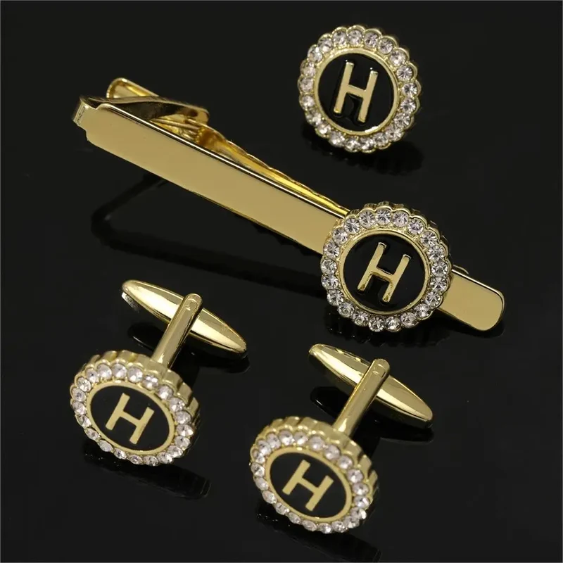1 Set Of A-B-Z Letters Capital Initial Cufflinks And Tie Clip Jewelry for Men