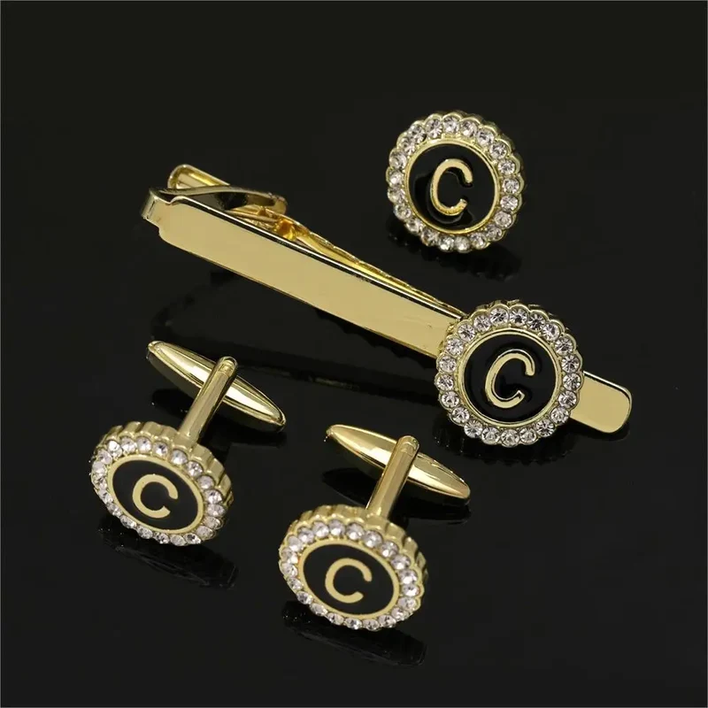 1 Set Of A-B-Z Letters Capital Initial Cufflinks And Tie Clip Jewelry for Men