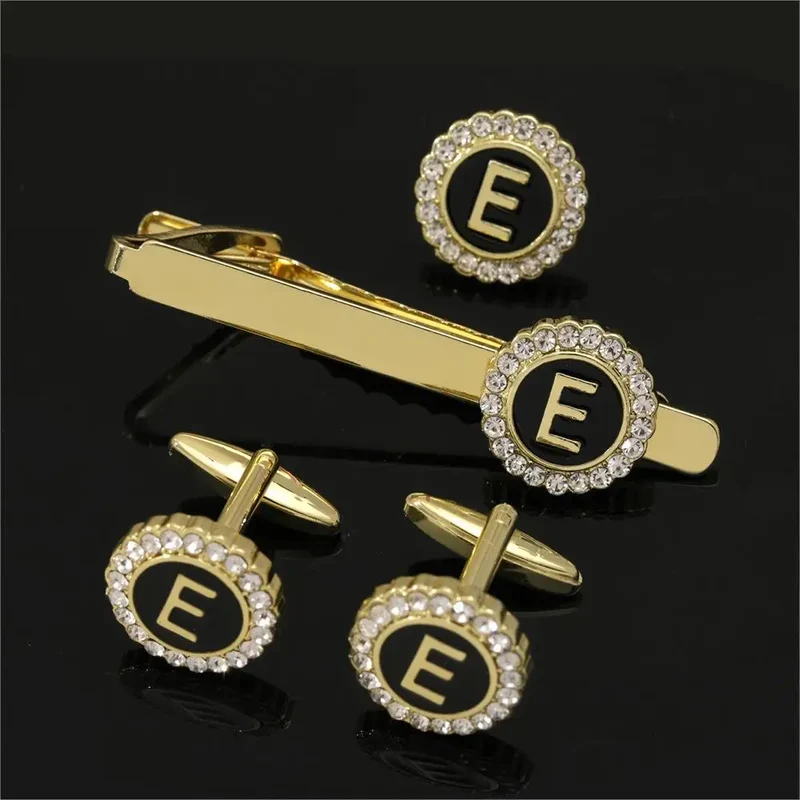 1 Set Of A-B-Z Letters Capital Initial Cufflinks And Tie Clip Jewelry for Men