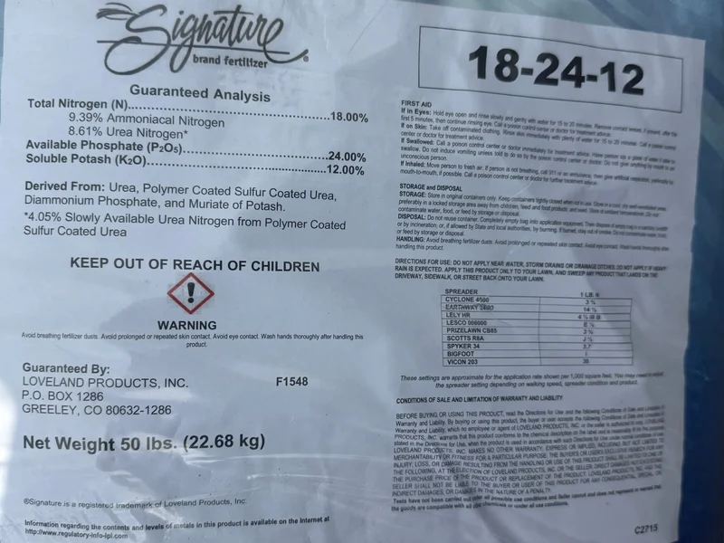 Starter Fertilizer 18-24-12