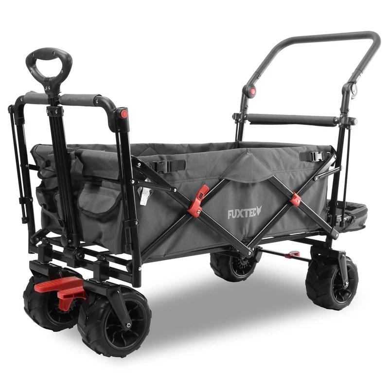 Chariot de plage FUXTEC Occasion Beach Cruiser avec auvent protégé contre les UV, poignée de poussée et extension intérieure