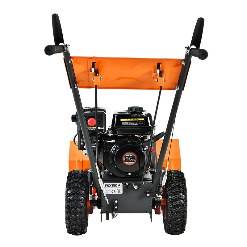 Balayeuse déneigeuse thermique FUXTEC FXKM196 SET1, avec brosse de balayage + 3 embouts fraise à neige, chasse-neige et collecteur de déchets