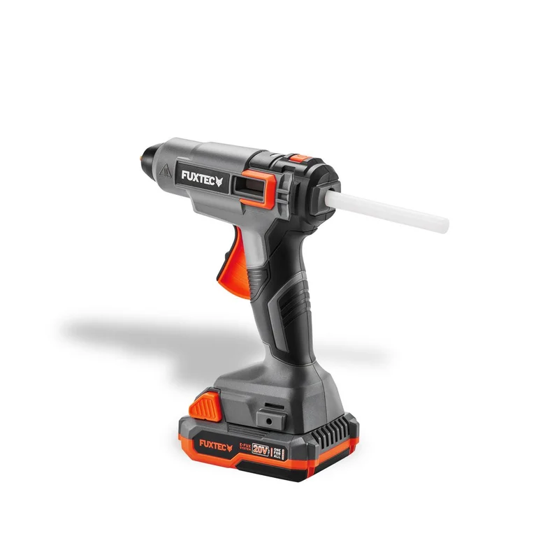 Pistolet à colle chaude à batterie FUXTEC 20V FX-E1GG20 SET - avec 1x batterie 2Ah, 1x chargeur 2,4A