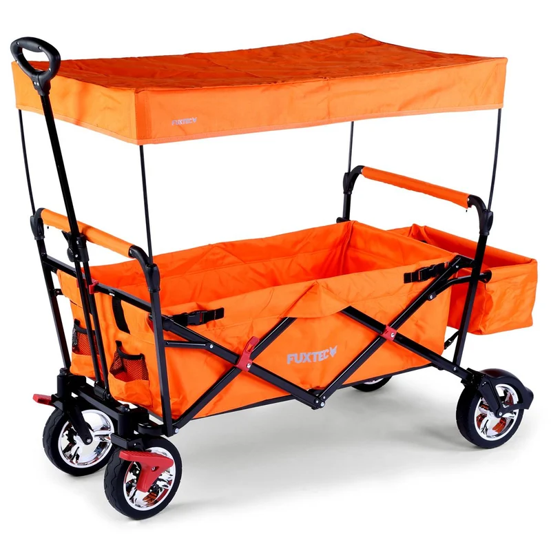 B-WARE Chariot à bras FUXTEC City Cruiser avec toit ouvrant ORANGE