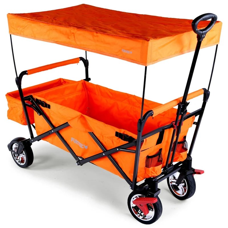 B-WARE Chariot à bras FUXTEC City Cruiser avec toit ouvrant ORANGE