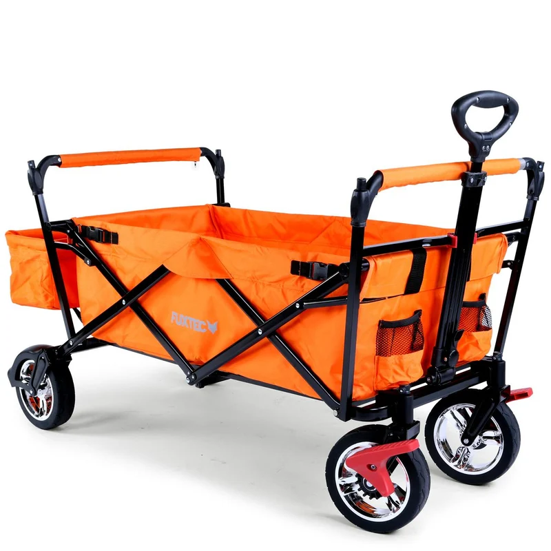 B-WARE Chariot à bras FUXTEC City Cruiser avec toit ouvrant ORANGE