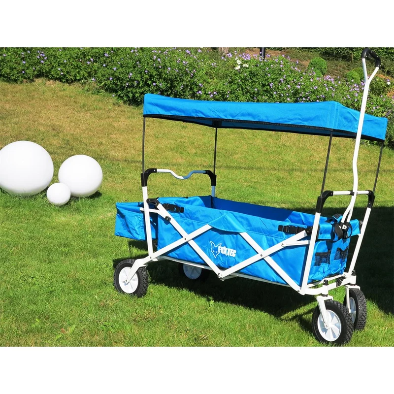 B-WARE Chariot à bras FUXTEC BLEU avec toit ouvrant JW-76AB