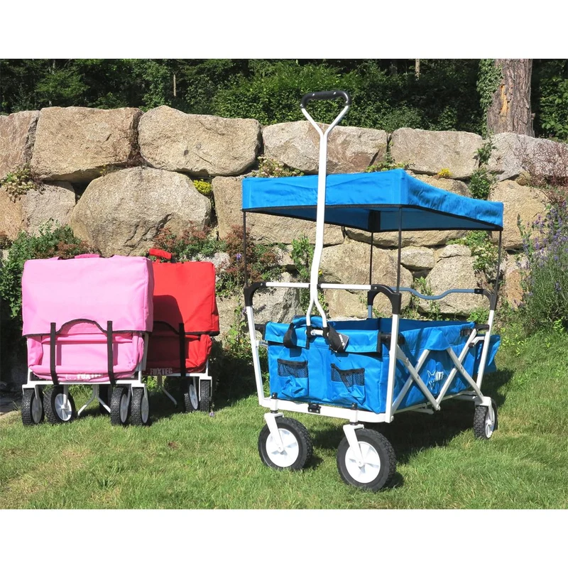 B-WARE Chariot à bras FUXTEC BLEU avec toit ouvrant JW-76AB