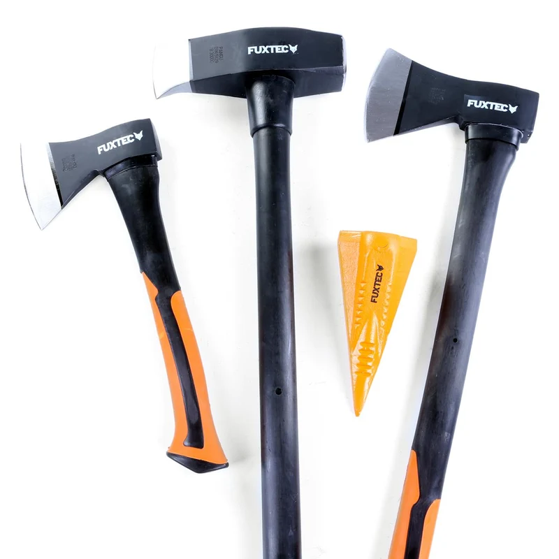 Set 4 haches FUXTEC - hachette + hache + hache de fendage + coin fendeur acier
