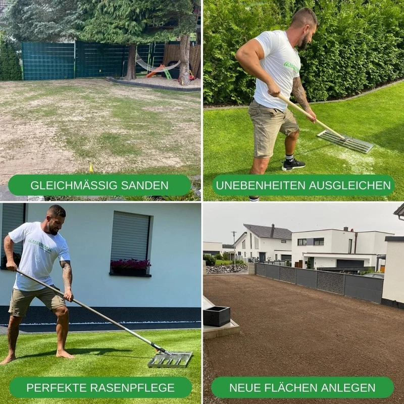 B-Ware RISISANI Premium Rasenrakel L-80 en acier inoxydable