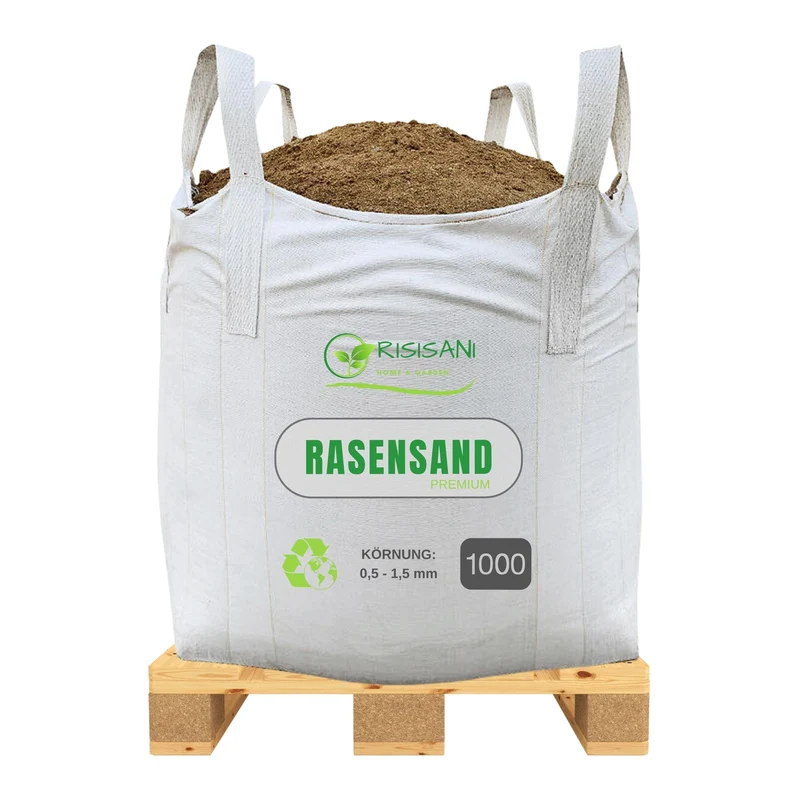 RISISANI Premium Sable pour gazon 1000 kg | Sable de quartz avec granulométrie 0,5-1,5 mm
