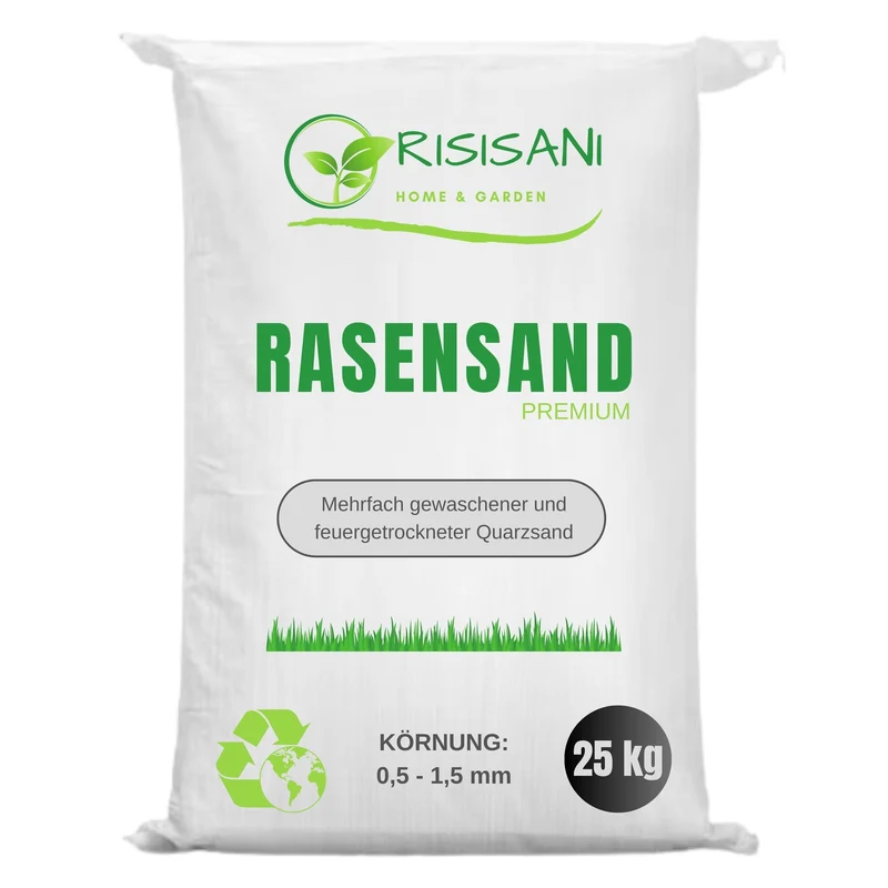 RISISANI Premium Sable pour gazon 25 kg | Sable de quartz avec granulométrie 0,5-1,5 mm
