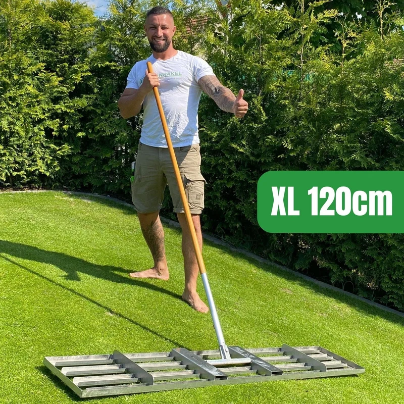 RISISANI Premium Rasenrakel XL-120 en acier inoxydable